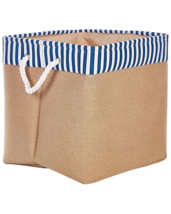 Sæt med 2 Opbevaringskurve Polyester Bomuld Beige Vasketøjsbeholdere Organisering med Håndtag Traditionel Stue Soveværelse