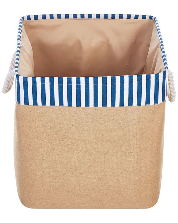 Sæt med 2 Opbevaringskurve Polyester Bomuld Beige Vasketøjsbeholdere Organisering med Håndtag Traditionel Stue Soveværelse