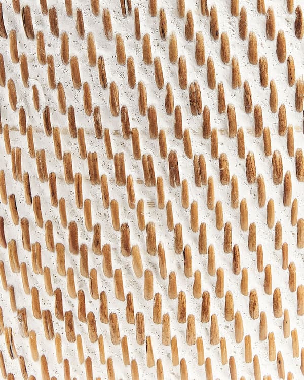 Kori valkoinen 22 x 21 x 22 cm rottinki kannella pieni pyöreä käsintehty rustiikkinen boho