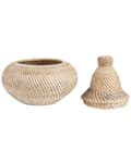 Miniatyrbillede 4 af 6: Kurv Rattan Hvid Lille Opbevaringskurv med Låg til Opbevaring af Små Genstande Dekoration Tilbehør til Soveværelse Badeværelse Design