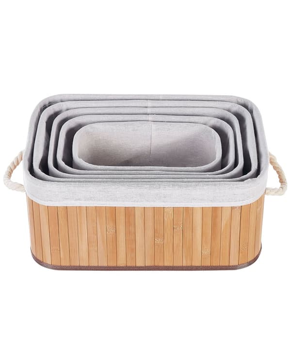 Sett med 5 Kurver Lyst Tre Naturlig Bambus Tre Polyester med håndtak Boho Moderne
