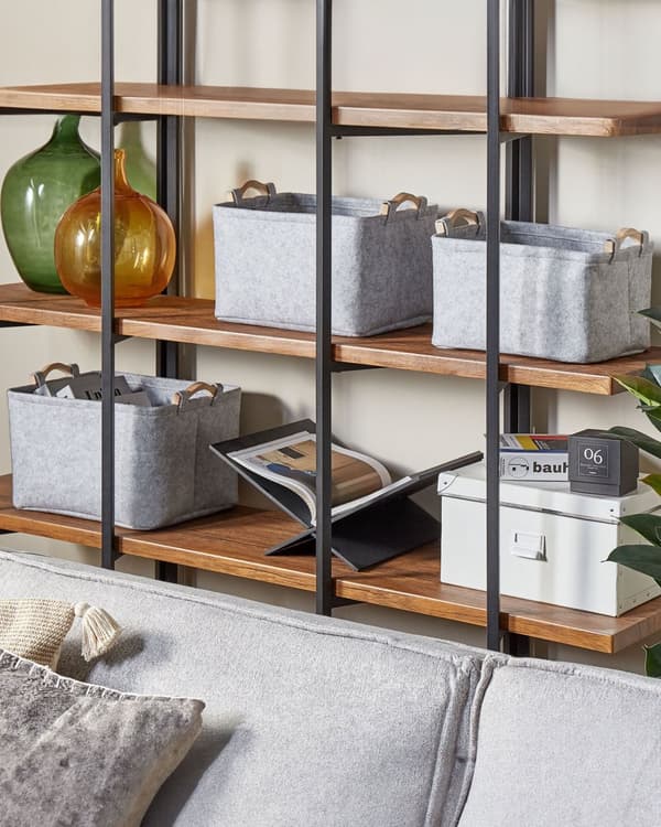 Sett med 3 oppbevaringskurver Grå Filt Håndlaget med håndtak Skandinavisk design
