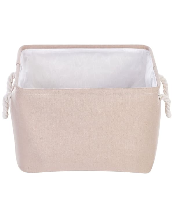 Sett med 3 Oppbevaringskurver Polyester Bomull Beige Klesvaskkurver Organisering med håndtak Tradisjonell Stue Soverom