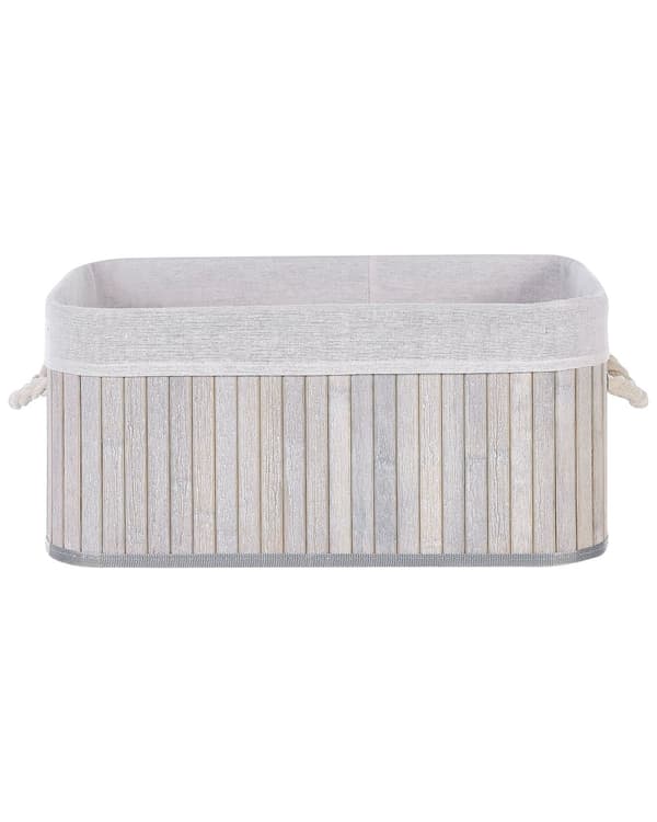 Sett med 5 Kurver Grå Naturlige Bambus tre Polyester med håndtak Boho Moderne Oppbevaringstilbehør