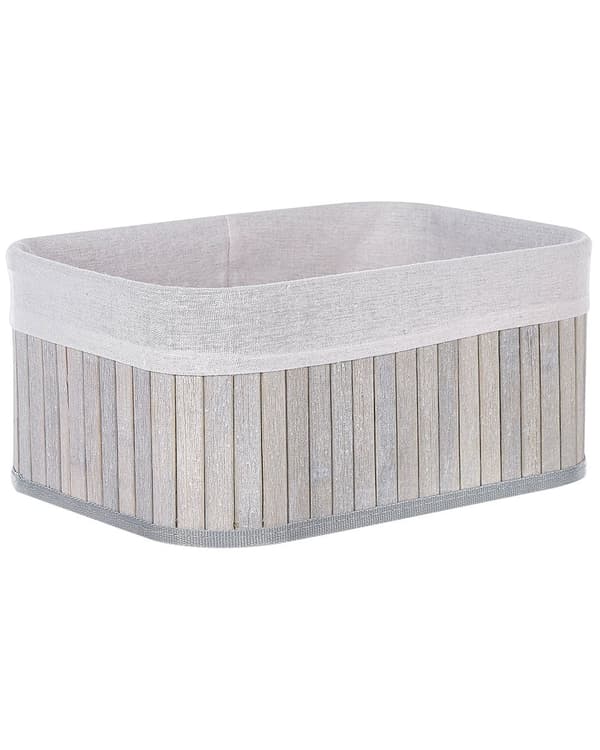 Sett med 5 Kurver Grå Naturlige Bambus tre Polyester med håndtak Boho Moderne Oppbevaringstilbehør