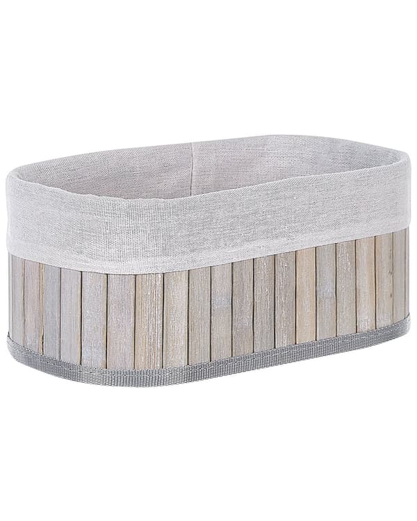 Sett med 5 Kurver Grå Naturlige Bambus tre Polyester med håndtak Boho Moderne Oppbevaringstilbehør