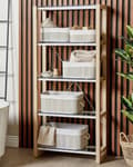 Miniatyrbilde 2 av 10: Sett med 5 Kurver Grå Naturlige Bambus tre Polyester med håndtak Boho Moderne Oppbevaringstilbehør