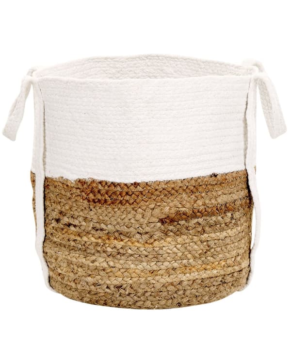 Kori luonnonväri valkoinen 2 kpl juutti puuvilla pyöreä kahvat käsin punottu boho