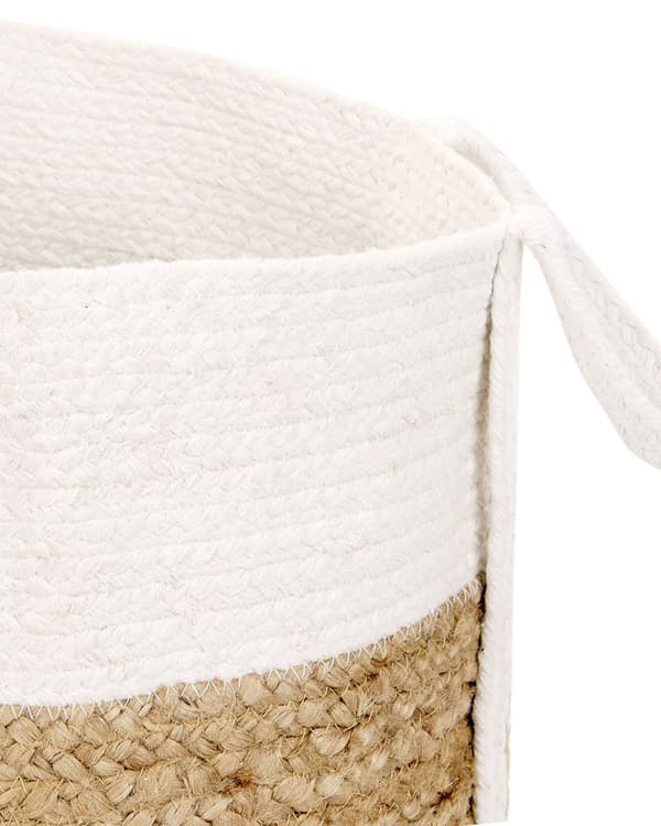Opbevaringskurv Beige og Hvid Jute Flet Kurvesæt til Opbevaring Legetøjs Kurve til Toiletpapir Tilbehør til Tæpper