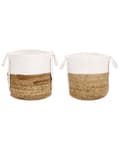 Miniatyrbillede 1 af 7: Opbevaringskurv Beige og Hvid Jute Flet Kurvesæt til Opbevaring Legetøjs Kurve til Toiletpapir Tilbehør til Tæpper