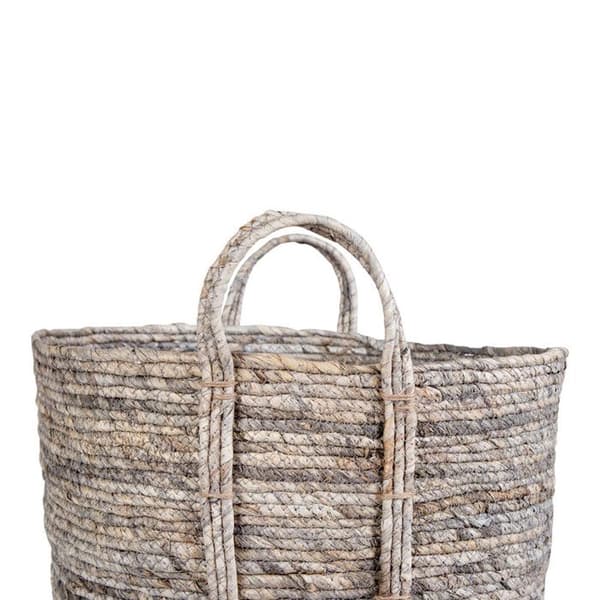 Korg - Udine - Rund - Grå - 41x41x49 cm - Naturlig fiber
