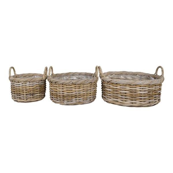 3 rottingkorgar med plastad insida