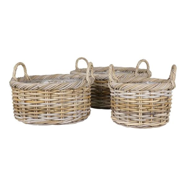 3 rottingkorgar med plastad insida
