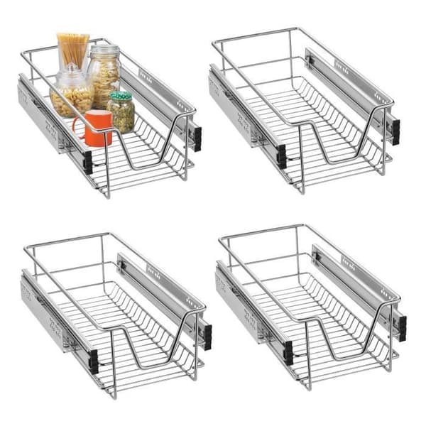 Teleskoplåda - XMTECH - 4 delar - För 30 cm skåp - Max belastning 20 kg - Kromad metall