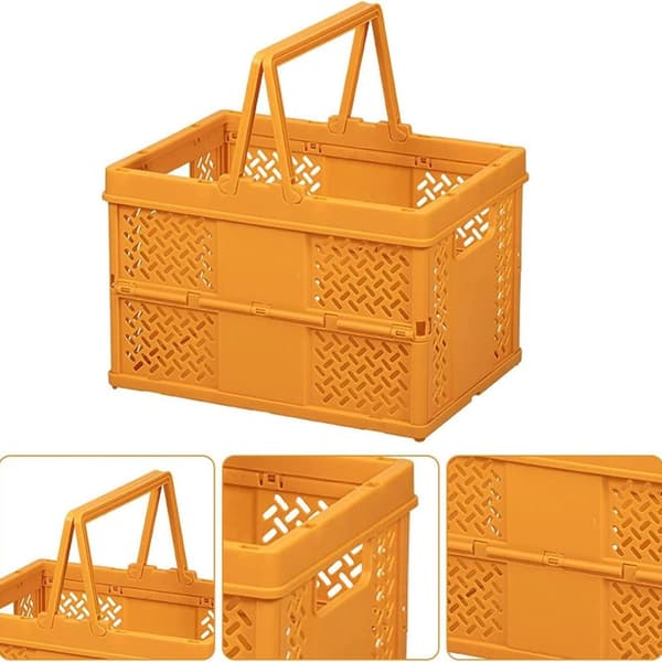 Sammenfoldelig opbevaringskurv i plastik - orange