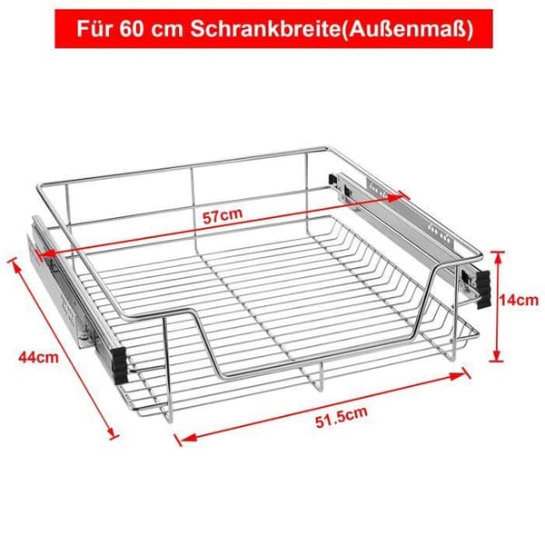 Teleskoplåda - XMTECH - 4 delar - 60cm - Max belastning 20kg - Kromad metall