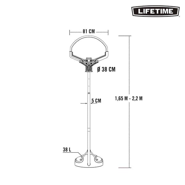 Lifetime Uv 100 168-229 Cm Resistent Basketboll Korg Justerbar Höjd 168-229 Cm Röd,Vit,Svart 229 cm