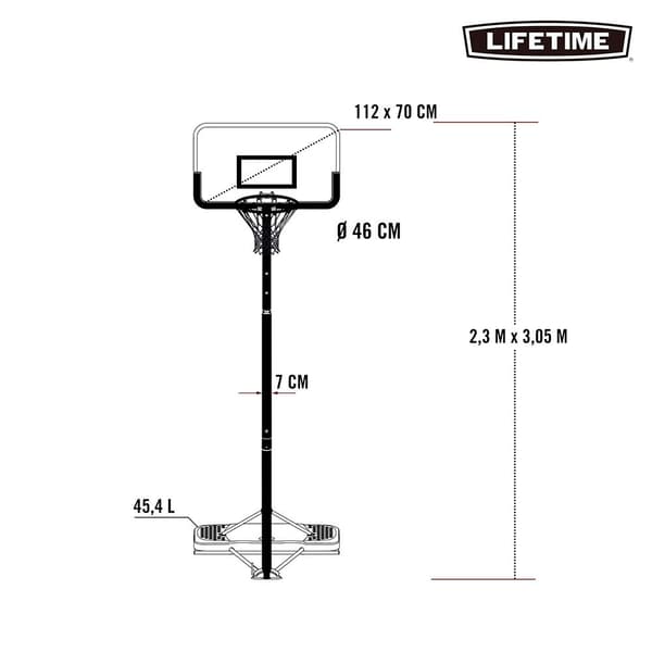Lifetime Uv 100 229-305 Cm Resistent Basketboll Korg Justerbar Höjd 229-305 Cm Vit,Orange,Svart 305 cm