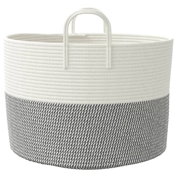 vidaXL Förvaringskorg grå och vit Ø51x33 cm bomull