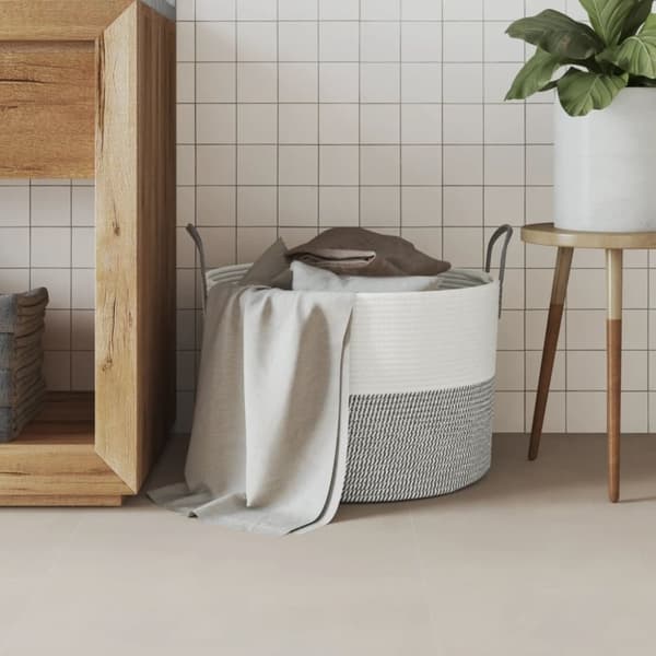vidaXL Förvaringskorg grå och vit Ø51x33 cm bomull