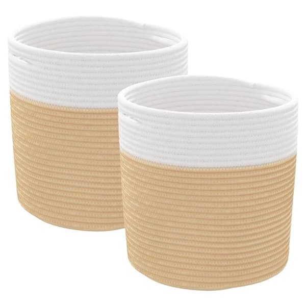 vidaXL opbevaringskurve 2 stk. Ø28x28 cm bomuld beige og hvid