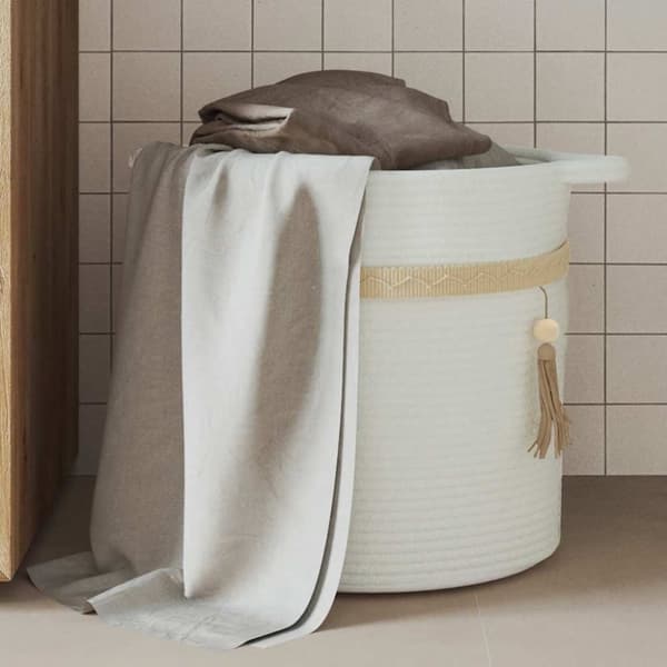 vidaXL opbevaringskurv Ø38x36 cm bomuld hvid