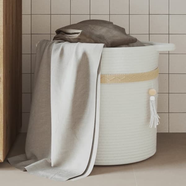 vidaXL Förvaringskorg vit Ø38x36 cm bomull