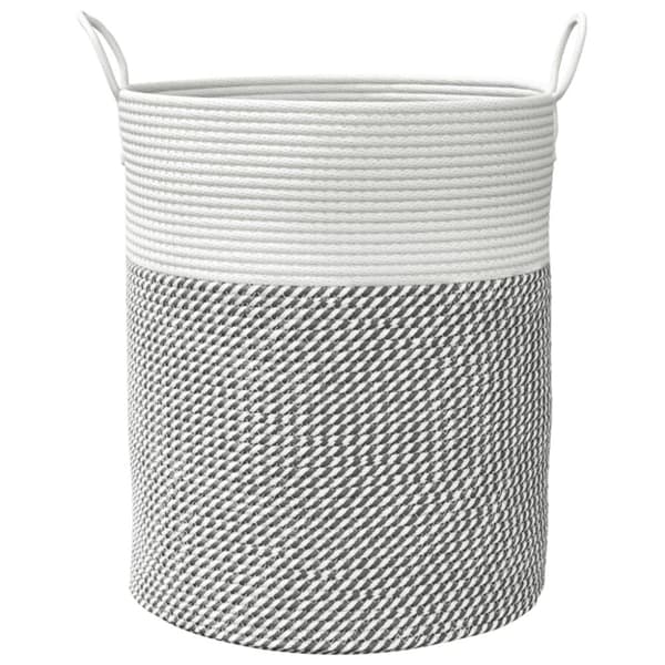 vidaXL Förvaringskorg grå och vit Ø38x46 cm bomull