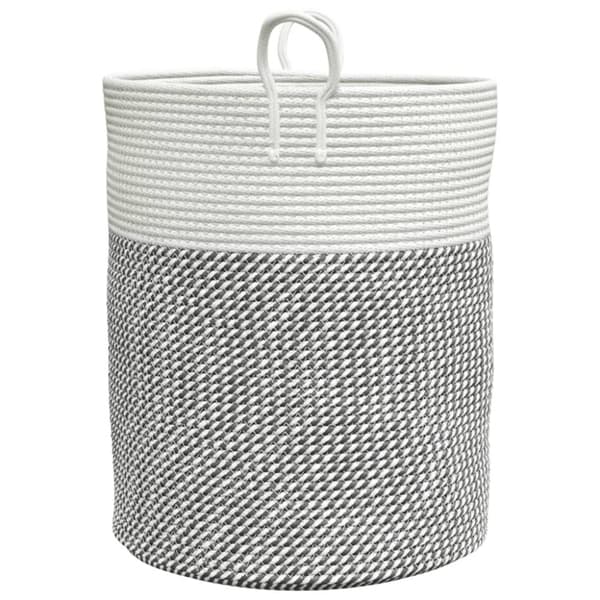 vidaXL Förvaringskorg grå och vit Ø38x46 cm bomull
