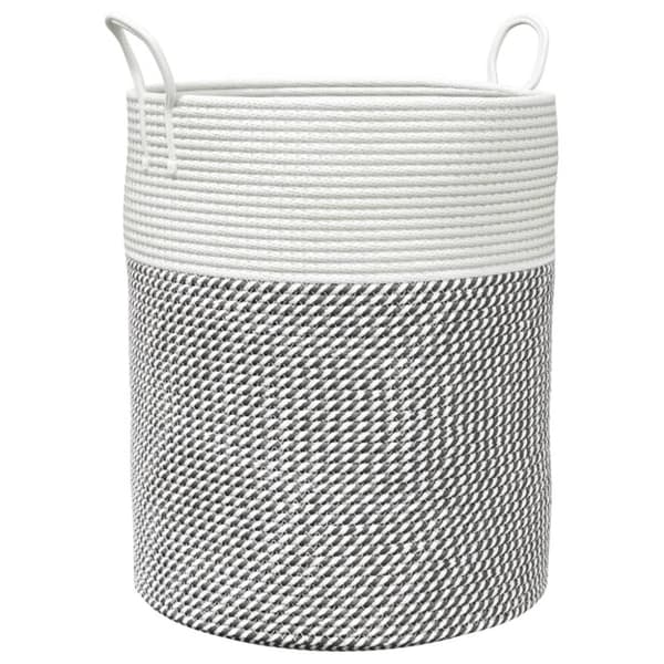 vidaXL Förvaringskorg grå och vit Ø38x46 cm bomull