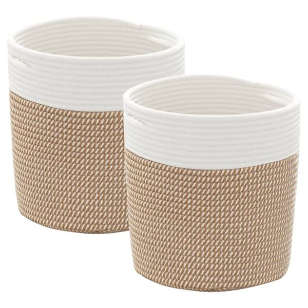 vidaXL opbevaringskurve 2 stk. Ø28x28 cm bomuld brun og hvid