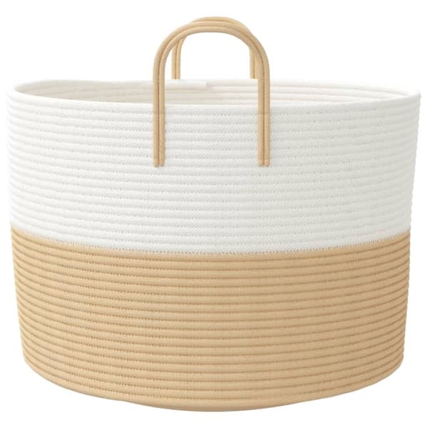 vidaXL Oppbevaringskurv beige og hvit Ø51x33 cm bomull