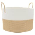 Miniatyrbilde 1 av 9: vidaXL Oppbevaringskurv beige og hvit Ø51x33 cm bomull