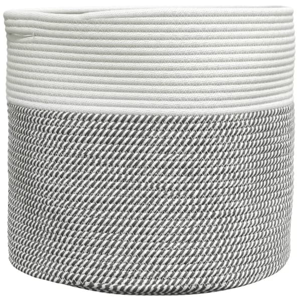 vidaXL opbevaringskurv Ø40x35 cm bomuld grå og hvid
