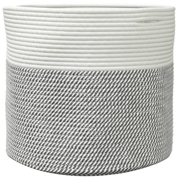 vidaXL Förvaringskorg grå och vit Ø40x35 cm bomull