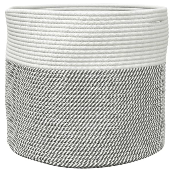 vidaXL Förvaringskorg grå och vit Ø40x35 cm bomull