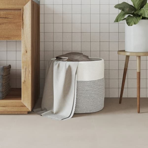 vidaXL Förvaringskorg grå och vit Ø40x35 cm bomull