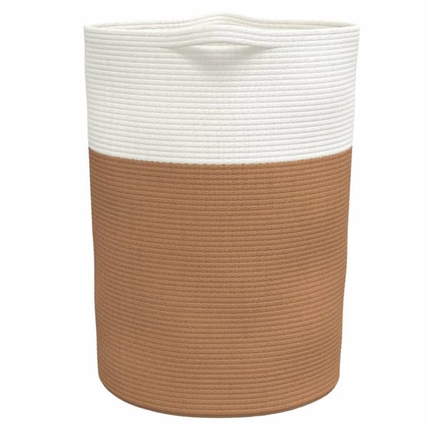 vidaXL Förvaringskorg brun och vit Ø49x65 cm bomull