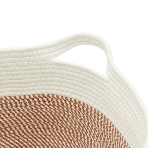 vidaXL Förvaringskorg brun och vit Ø40x25 cm bomull
