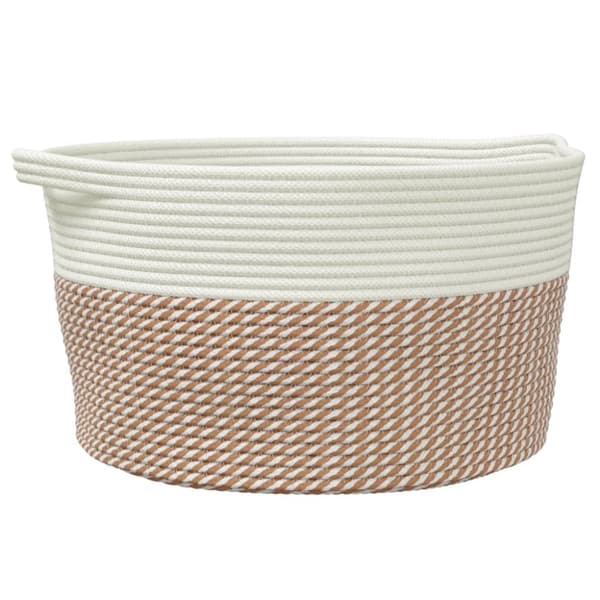 vidaXL Förvaringskorg brun och vit Ø40x25 cm bomull