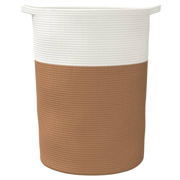 vidaXL opbevaringskurv Ø49x65 cm bomuld brun og hvid