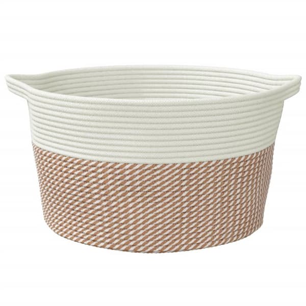 vidaXL opbevaringskurv Ø40x25 cm bomuld brun og hvid