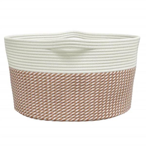 vidaXL opbevaringskurv Ø40x25 cm bomuld brun og hvid