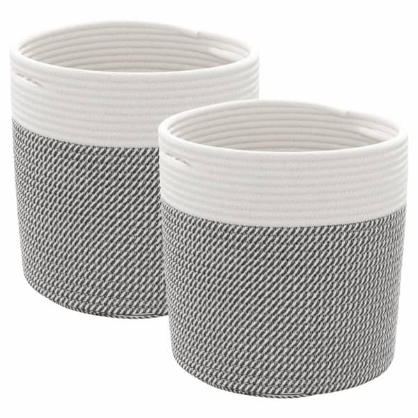vidaXL opbevaringskurve 2 stk. Ø28x28 cm bomuld grå og hvid