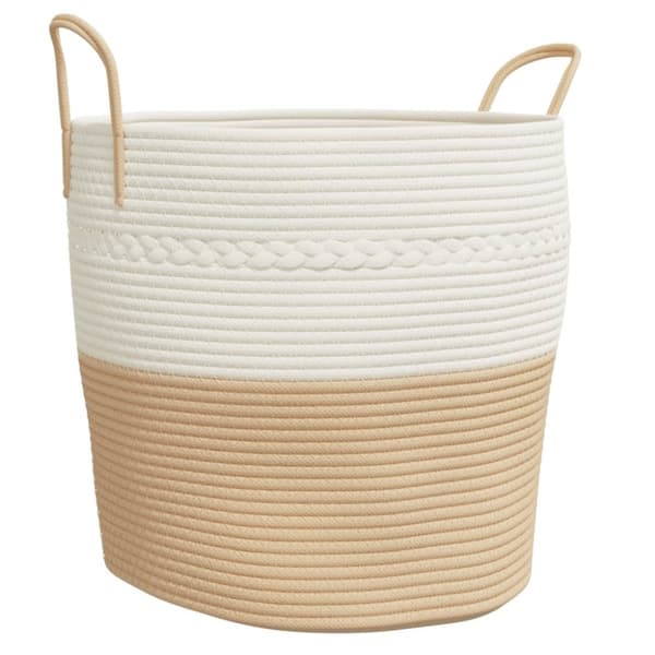 vidaXL opbevaringskurv Ø43x38 cm bomuld beige og hvid