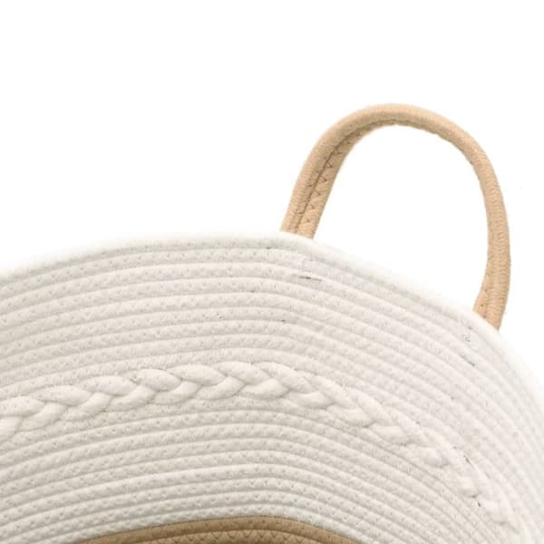 vidaXL Förvaringskorg beige och vit Ø43x38 cm bomull