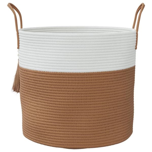 vidaXL Förvaringskorg brun och vit Ø40x35 cm bomull