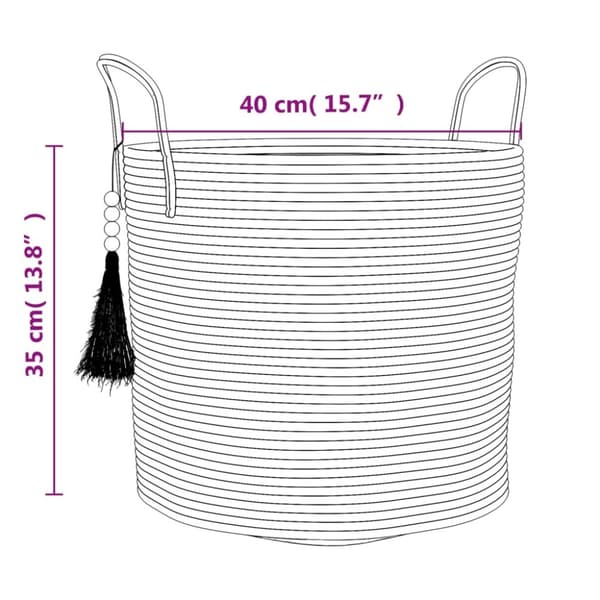 vidaXL Förvaringskorg brun och vit Ø40x35 cm bomull