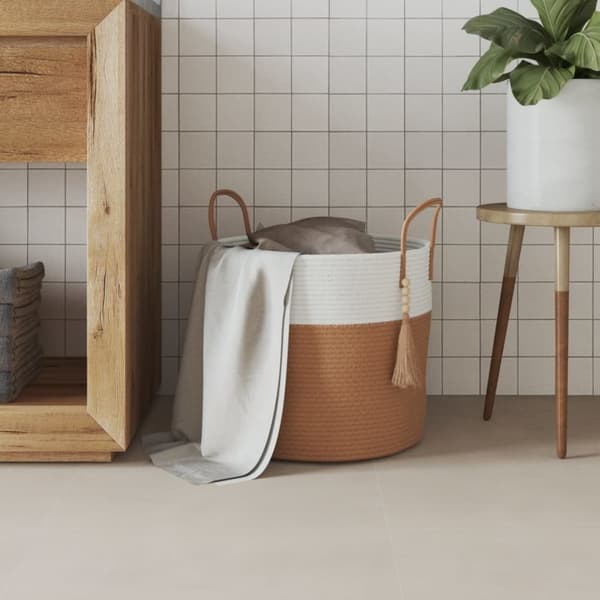 vidaXL Förvaringskorg brun och vit Ø40x35 cm bomull