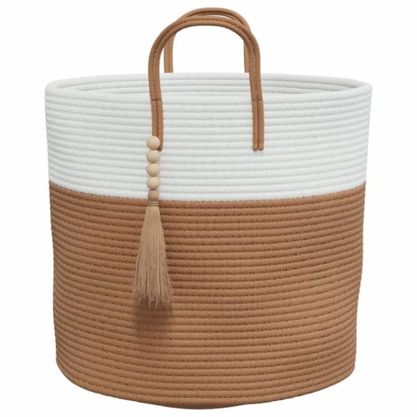 vidaXL opbevaringskurv Ø40x35 cm bomuld brun og hvid